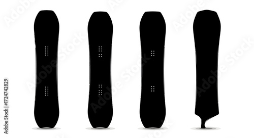 Four black flashlights arranged vertically isolated on white showing different designs and durability vector