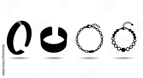 Diverse collection of elegant bracelets and bangles showcased in studio lighting isolated vector