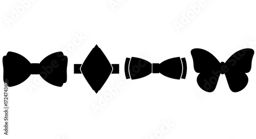 Collection of four distinct black bowtie and butterfly silhouettes for formal and fashionable occasions vector