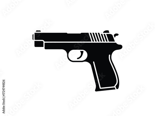 Bold silhouette vector illustration of a pistol gun a versatile graphic element vector
