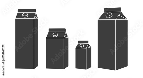 Diverse carton packages of milk juice or beverage products in various sizes vector