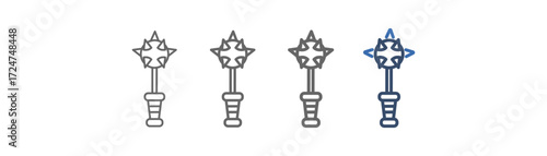 
outline icon set mace with club design