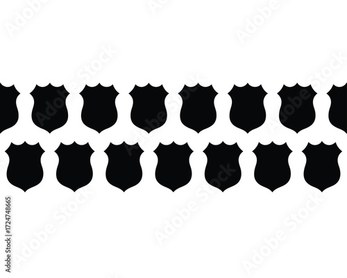 Repeating pattern of silhouette police badges scalable vector illustration for law enforcement design projects vector