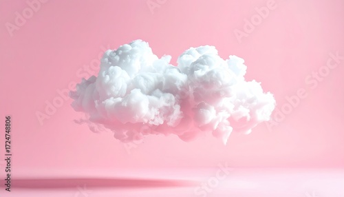Fluffy white cloud against a soft pink background