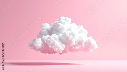 Fluffy white cloud on a pink background