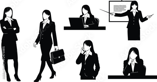Wallpaper Mural Businesswoman silhouette illustration, professional female office worker, corporate manager, leadership presentation, teamwork communication, office desk, laptop, success Torontodigital.ca