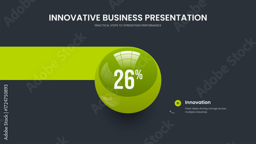 Advertising Performance One Element Graph Slide Layout. Clean Briefing 1 Step Diagram Slideshow Template. Simple Solution Presentation Design Vector Illustration.