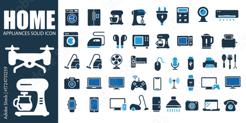 Solid Appliance Icons for Manuals, Real Estate Listings & Apps