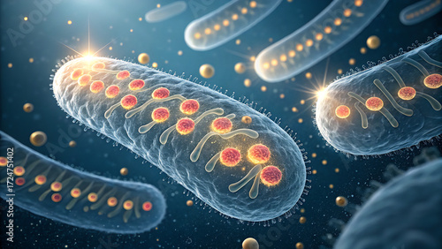 Bright orange vitamin C molecules are being absorbed into intestinal cells, creating a glowing, energizing effect.
