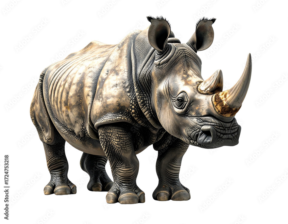 Obraz premium Realistic Rhino Figurine on White Background 