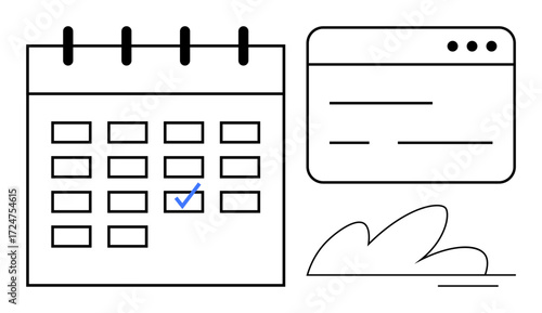 Calendar with a highlighted date and task window for organization and scheduling. Ideal for time management, workflow planning, productivity focus, event scheduling, task assignment, reminders