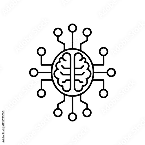 neural implant icon isolated on white