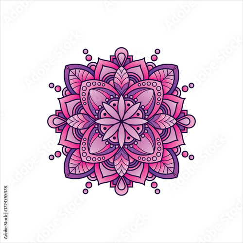 Abstract decorative colorful mandala on white background