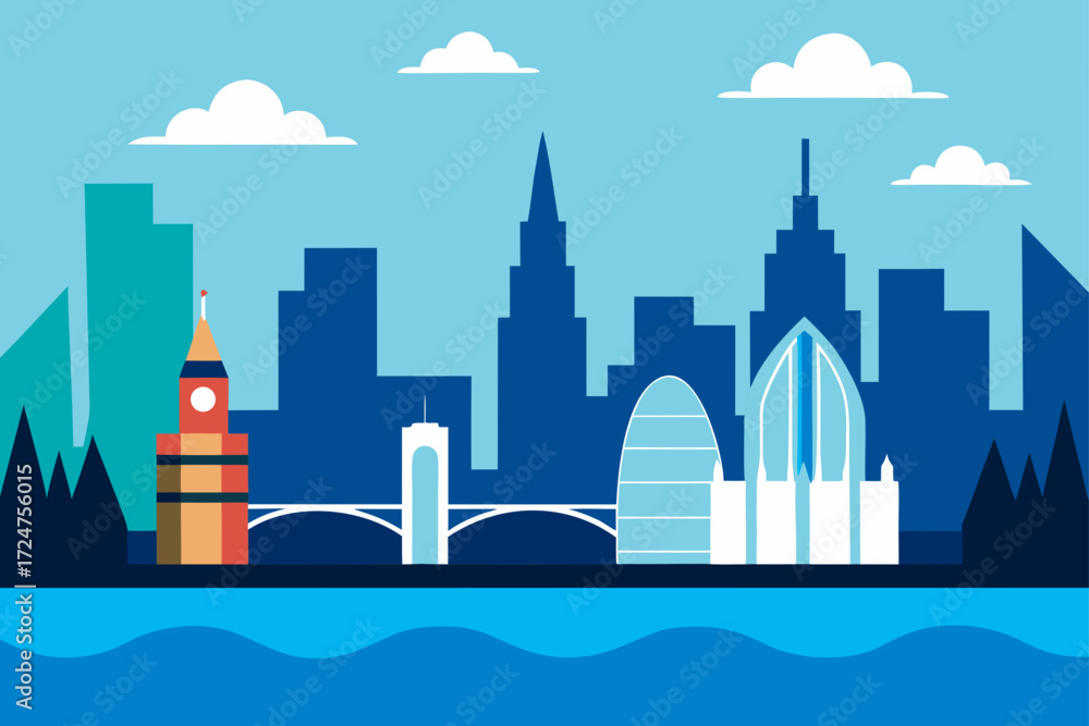 Fototapeta premium vector illustration of city skyline