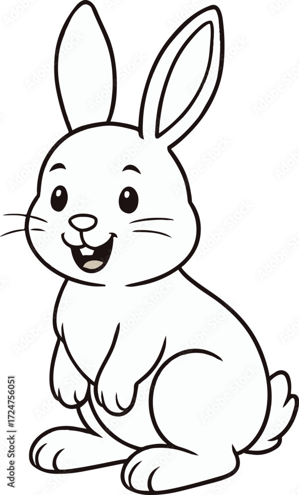 Obraz premium cute bunny in the field, a white bunny laughing, sweet bunny art 2026, A rabbit 