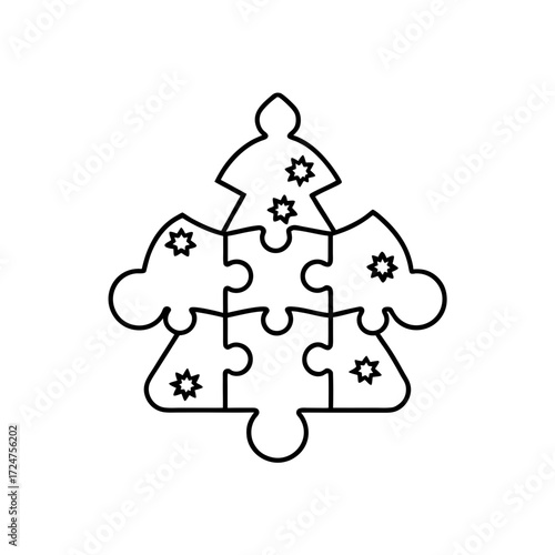 christmas puzzle toy icon isolated on white