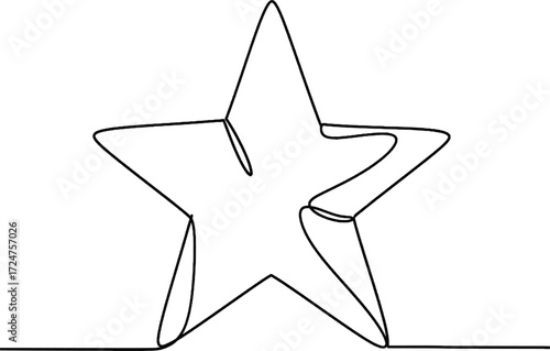 Minimalist One Line Star Illustration One line star icon representing hope, guidance, and aspiration in a clean minimalist style