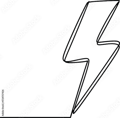 Lightning bolt minimalist one line icon Bold lightning bolt drawn with continuous line symbolizing power energy and speed in minimal design