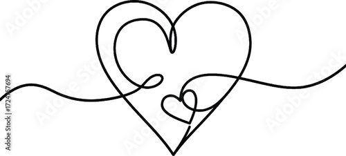 Heart with pulse minimalist one line illustration Heart shape combined with heartbeat line drawn in continuous line symbolizing love health and life