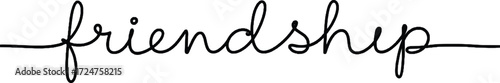 Friendship word one line typography illustration Word friendship written in continuous line art style representing unity love and companionship