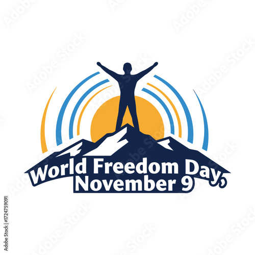 World Freedom Day, 9 November, Vector Design, T-Shirt Design