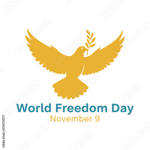 World Freedom Day, 9 November, Vector Design, T-Shirt Design