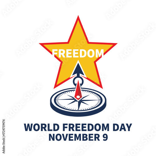 World Freedom Day, 9 November, Vector Design, T-Shirt Design