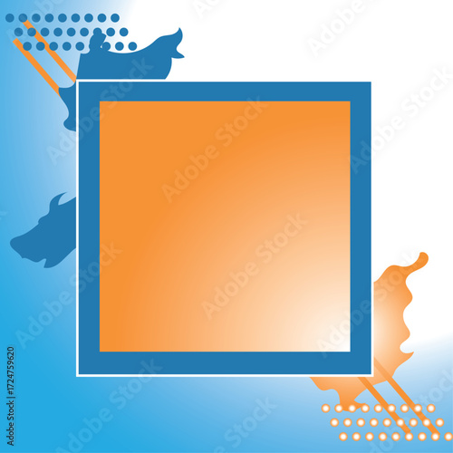The central orange square provides a clear area for a main title in a presentation or a section heading