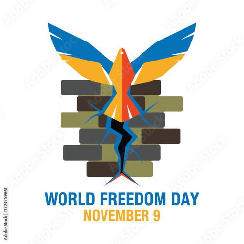 World Freedom Day, 9 November, Vector Design, T-Shirt Design