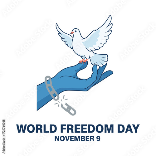 World Freedom Day, 9 November, Vector Design, T-Shirt Design