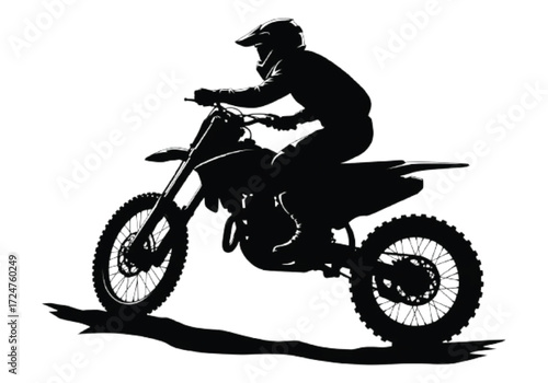 Motocross Silhouette Capturing the Thrill of Off-Road Motorcycle Racing in a Dynamic Shadow