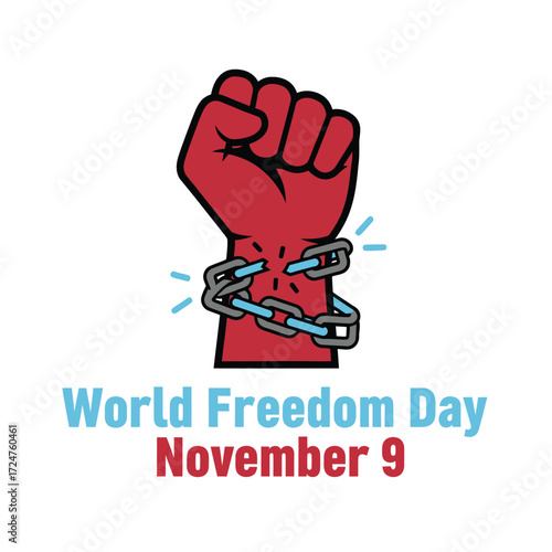 World Freedom Day, 9 November, Vector Design, T-Shirt Design