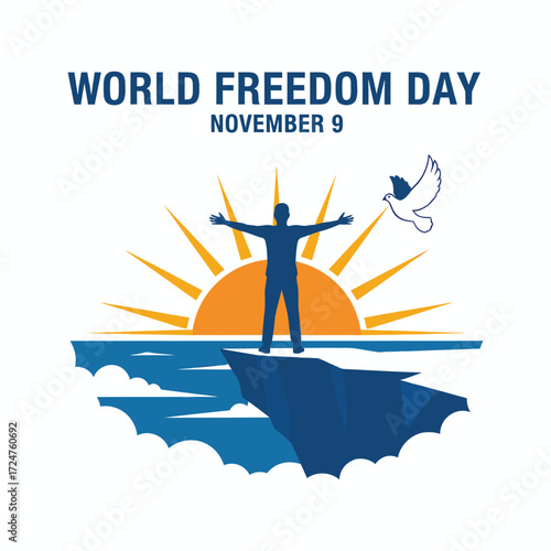 World Freedom Day, 9 November, Vector Design, T-Shirt Design