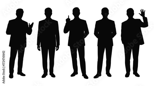 Set of five male business silhouettes vector illustration scalable eps icon vector