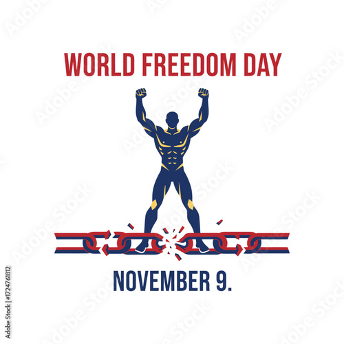 World Freedom Day, 9 November, Vector Design, T-Shirt Design