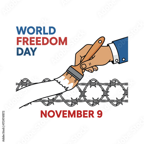 World Freedom Day, 9 November, Vector Design, T-Shirt Design