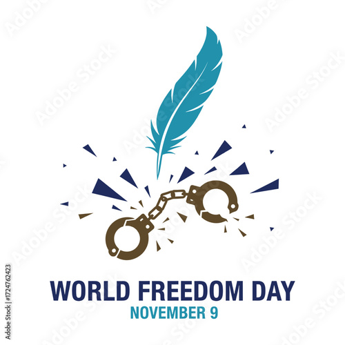 World Freedom Day, 9 November, Vector Design, T-Shirt Design