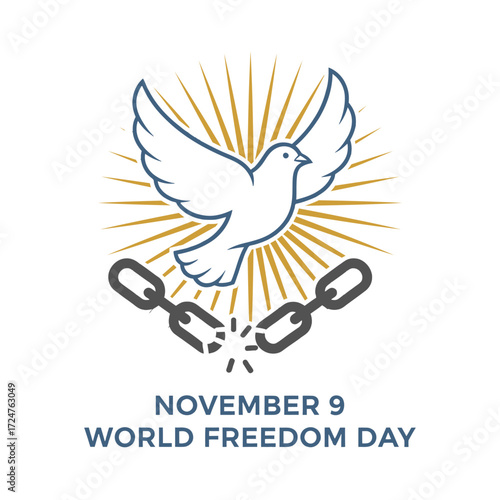 World Freedom Day, 9 November, Vector Design, T-Shirt Design