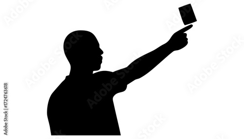 A single black silhouette of a businesswoman with her hands up