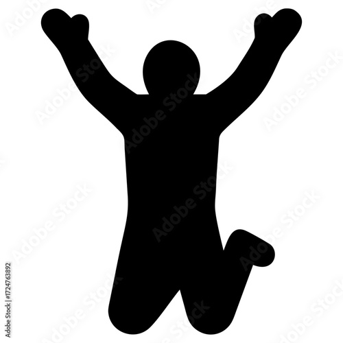 A vector illustration of a jumping man silhouette, capturing the action of a running athlete
