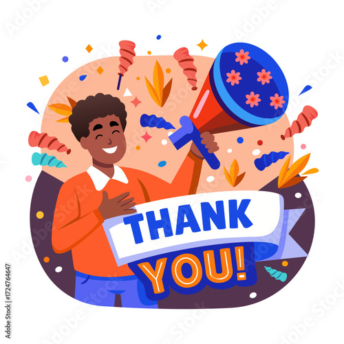 A flat style illustration showing a person doing announcement 