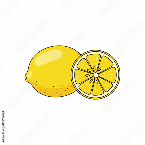 Fresh Lemon Fruit Illustration Zesty Yellow Citrus