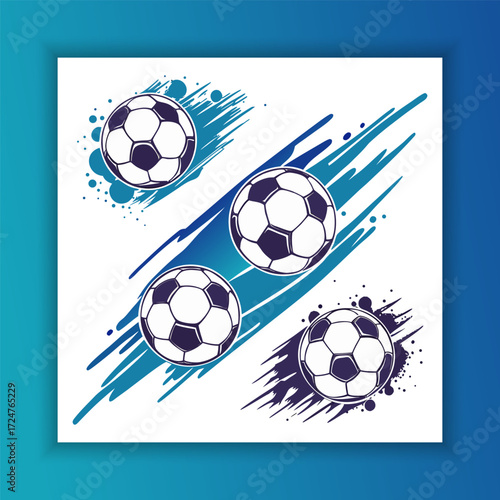 Soccer balls with paint splash background dynamic sports vector illustration