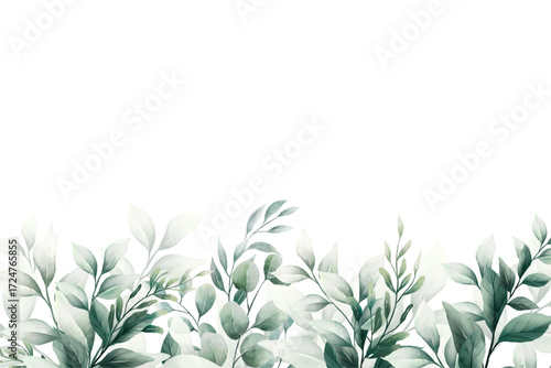 Wallpaper Mural Beautiful watercolor green leaves background	 Torontodigital.ca