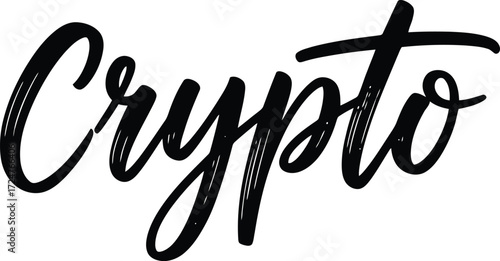 Stylish black script font spelling 'Crypto' on a white background, representing cryptocurrency and digital assets.