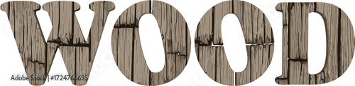 Wooden letters spelling out the word WOOD.