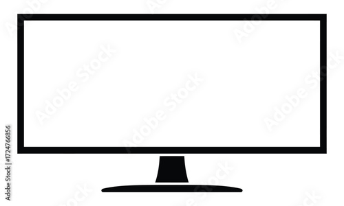 Minimalist black and white flat screen monitor vector illustration for eps format vector