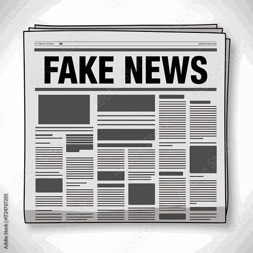 Digital illustration of a newspaper layout with text and graphics