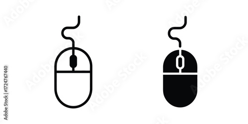 Minimalist vector icon design two computer mice outline and filled styles scalable illustration vector