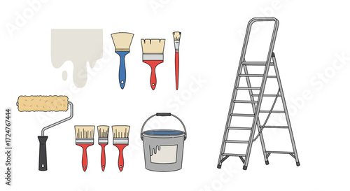 Vector flat design of DIY recycling crafts, reusing plastic bottles, glass jars, and cardboard to make useful items, clean minimal style on white background